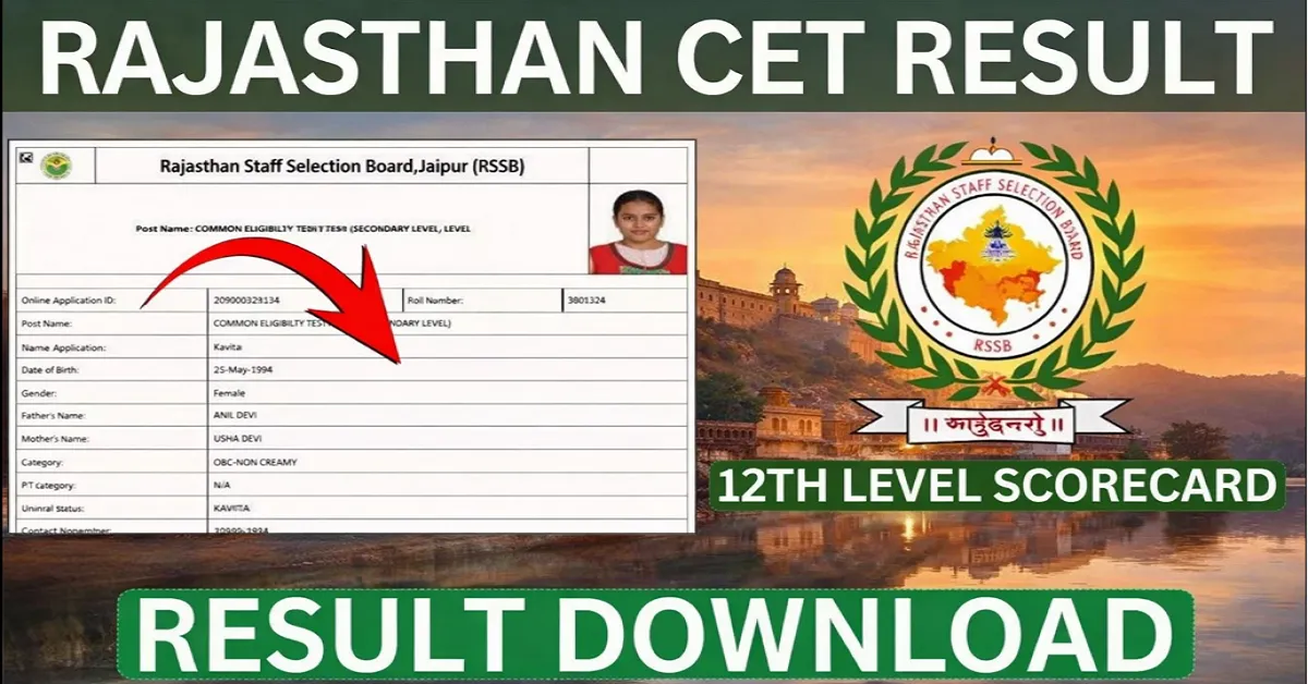Rajasthan CET 12th Level Result
